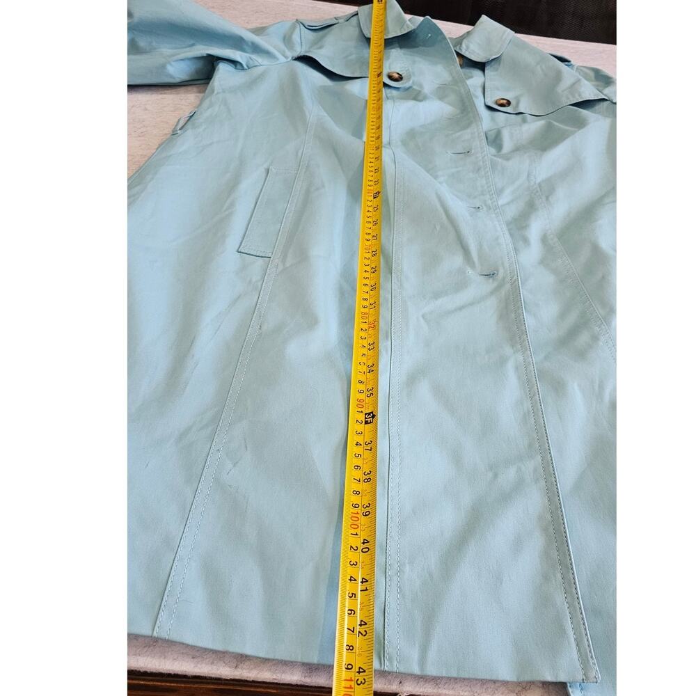 Talbots Classic Trench Coat Jacket, Turquoise, Tortoise Buttons, Plus Sz 3X - Picture 11 of 12